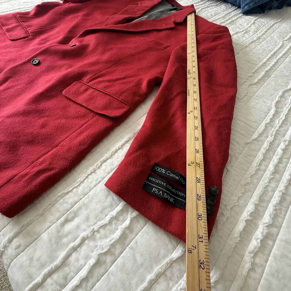 Jos A Bank Camel Hair 2-Button Blazer Men 48R Holiday Event Red cocktails NEW